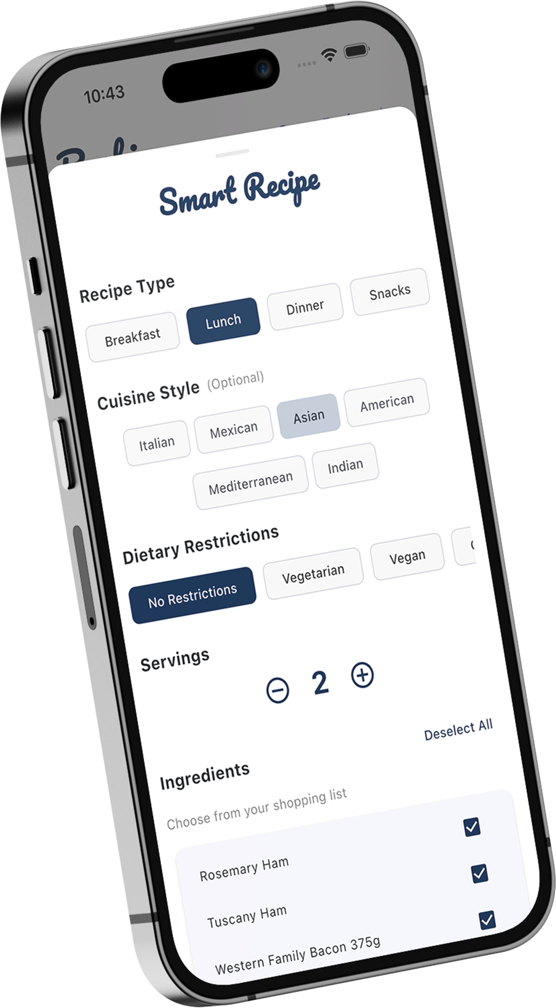 Baski recipes matched to weekly grocery deals
